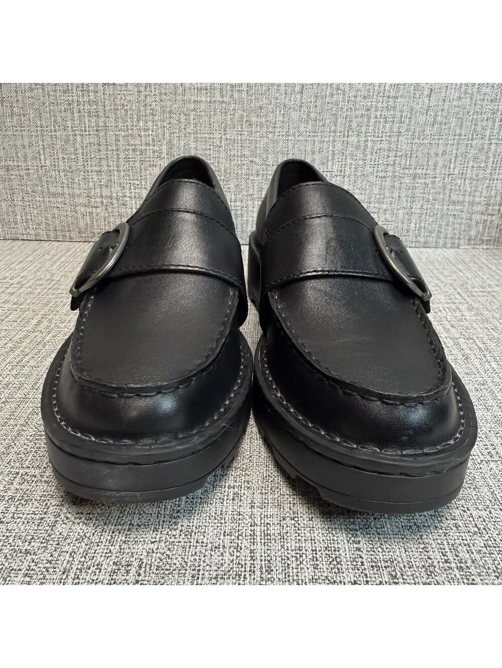 Born Shoes Women’s Size 6.5 M Loafers Black Leather Contessa Slip On Lug Sole